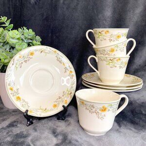 Vintage Royal Daulton Nicole Cup and Saucer Romance Collection Set of 4